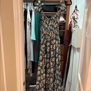 Floral Maxi Dress in Blue and Yellow